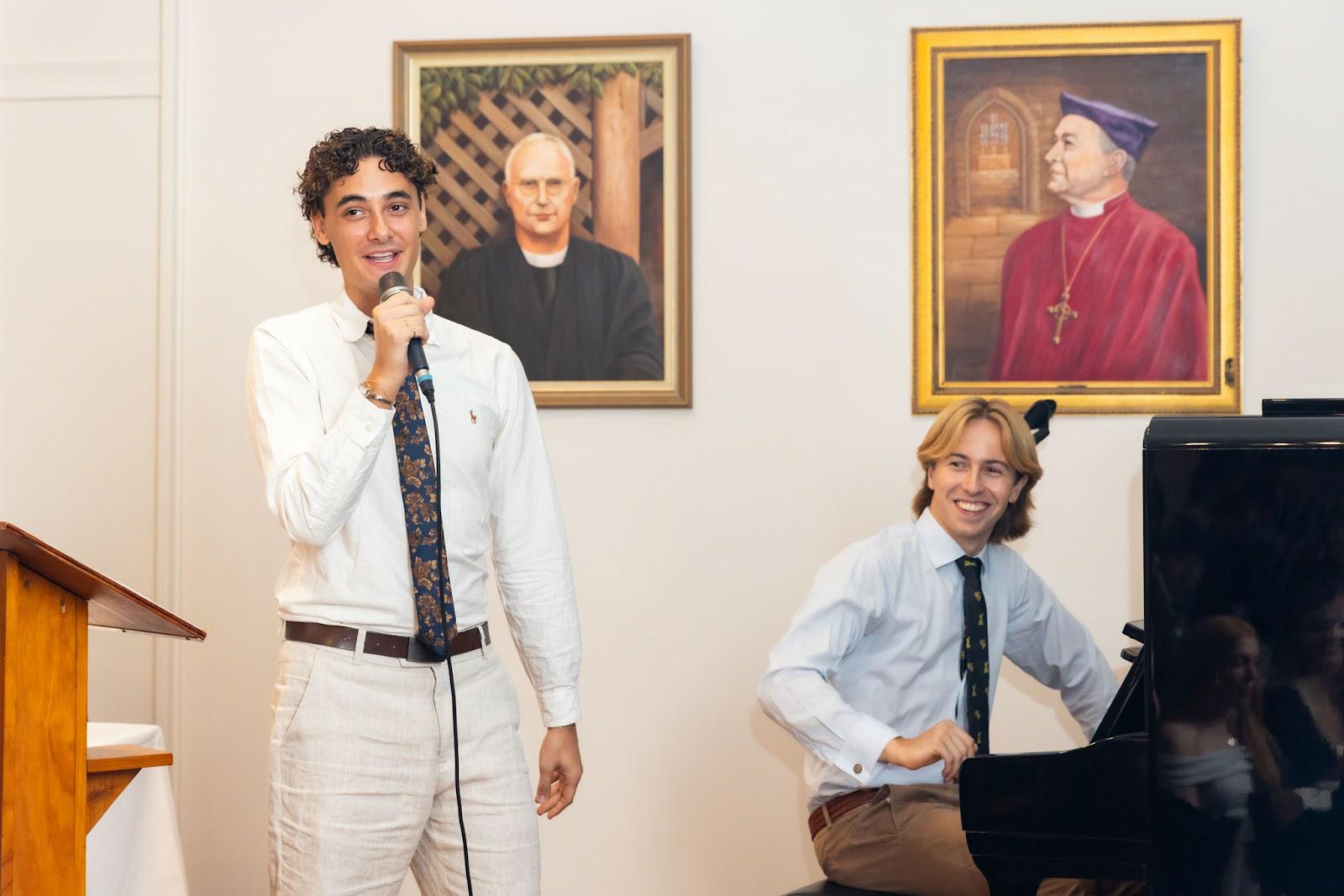 St John's student singing in a performance