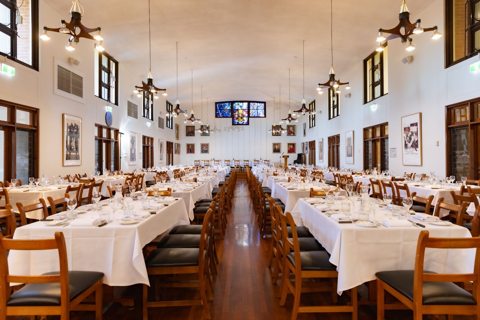 Dining hall set for a Formal Dinner