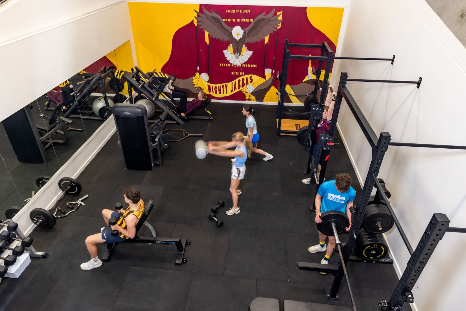 Students working out in the gym